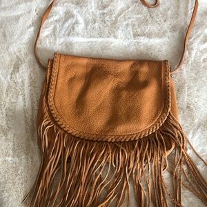 HOBO Cognac Fringe Crossbody Bag